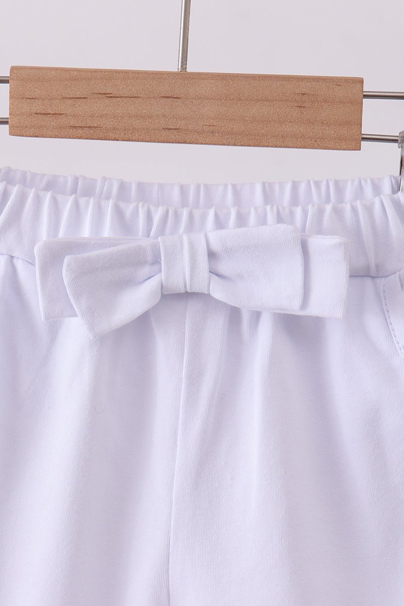 Premium White bow shorts - Abbies Place