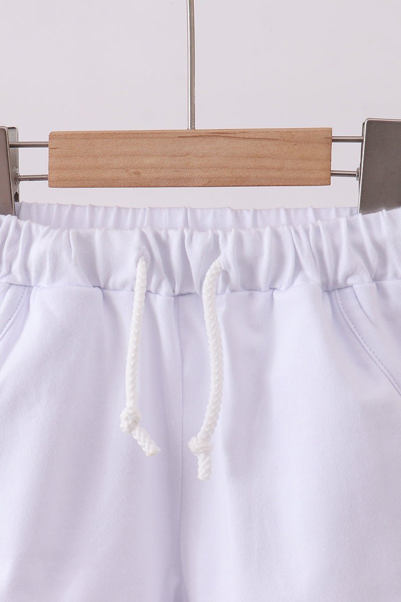 Premium White drawstring shorts - Abbies Place