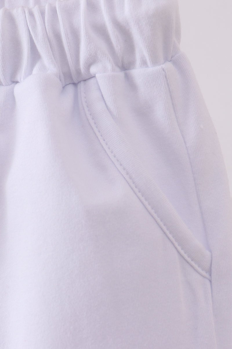 Premium White drawstring shorts - Abbies Place