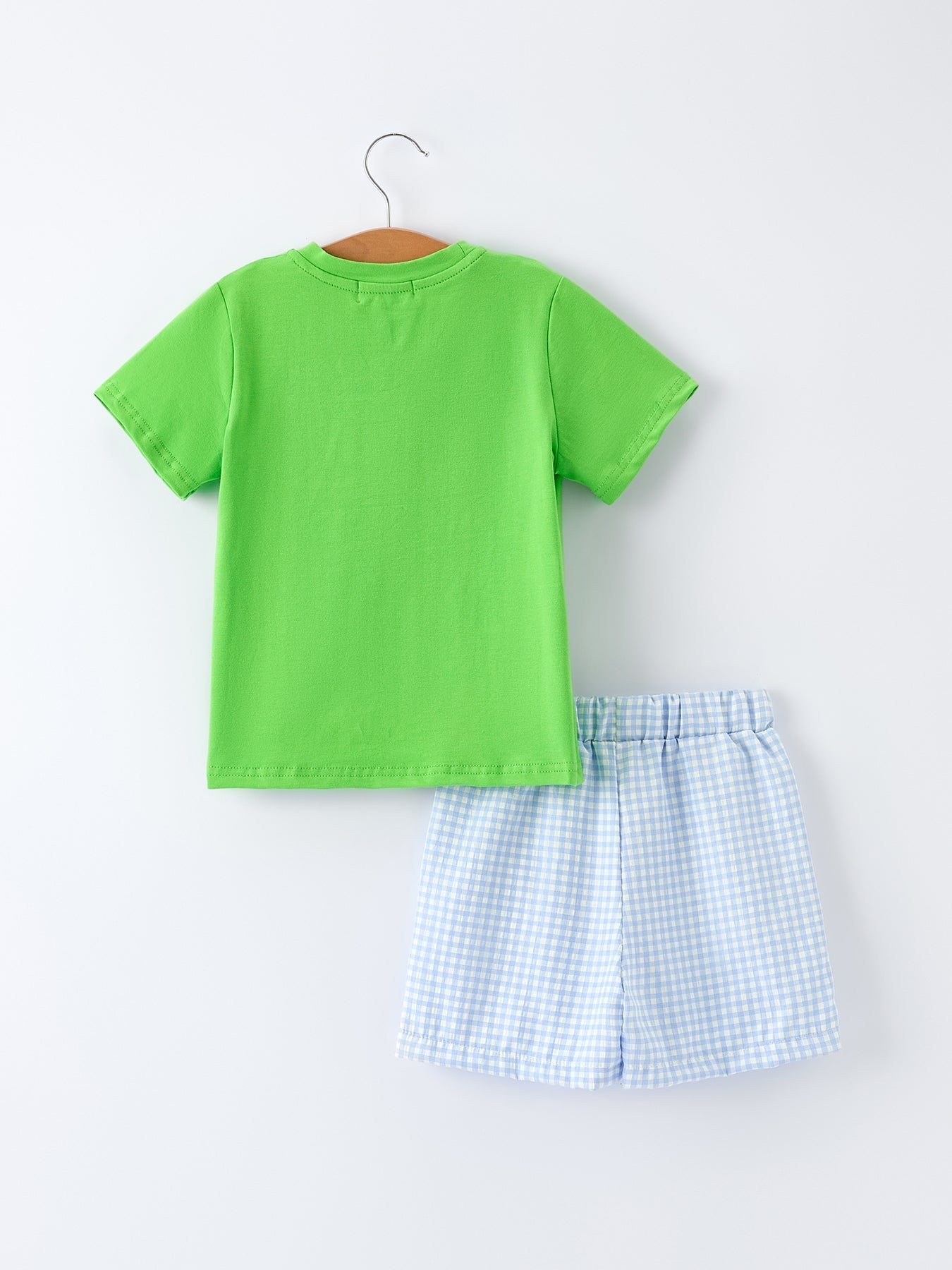 PREORDER Toddler Boys Summer Crocodile Embroidered Plaid Shorts Set - Abbies Place