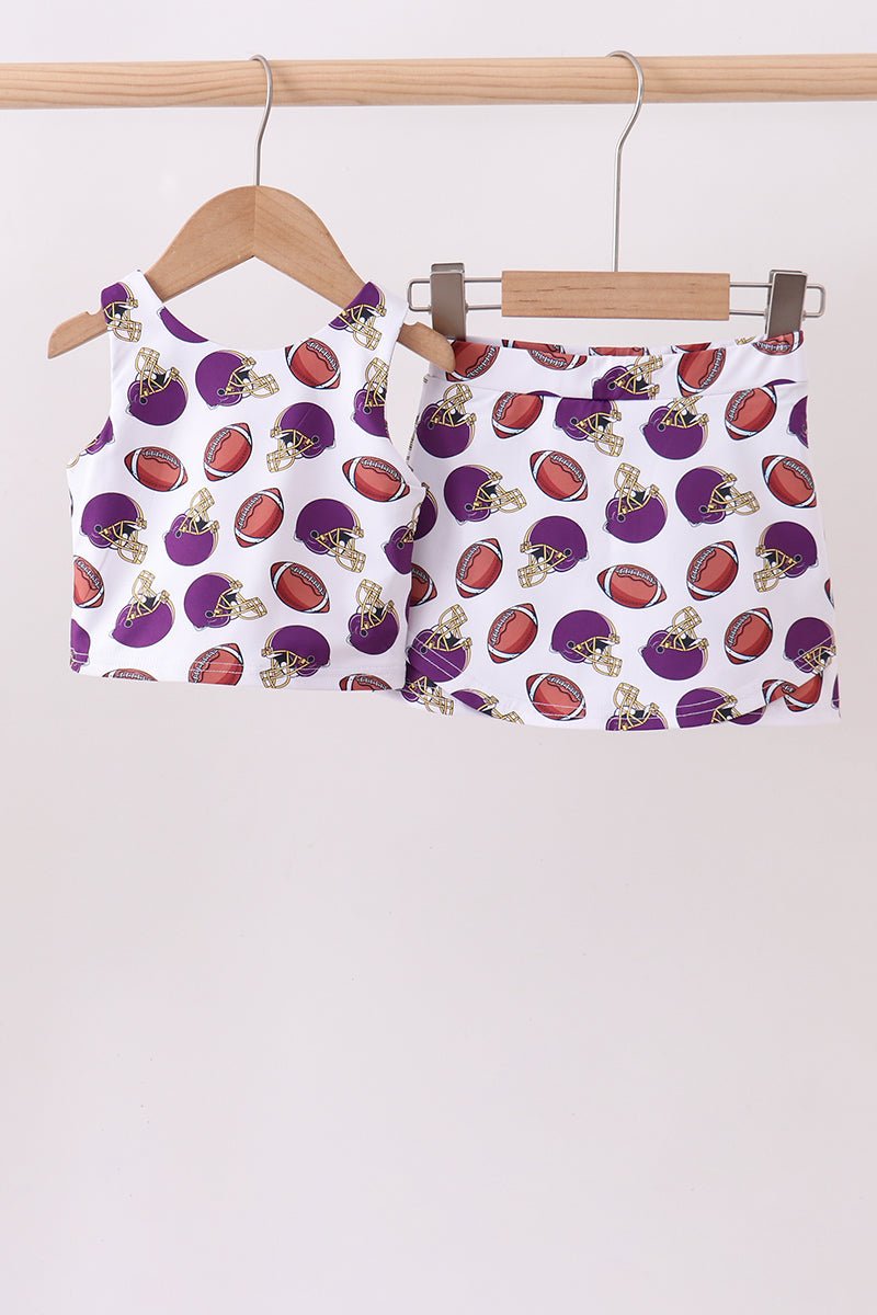 Purple active football print skort set - Abbies Place