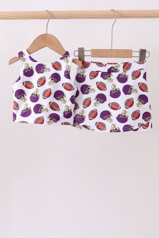 Purple active football print skort set - Abbies Place