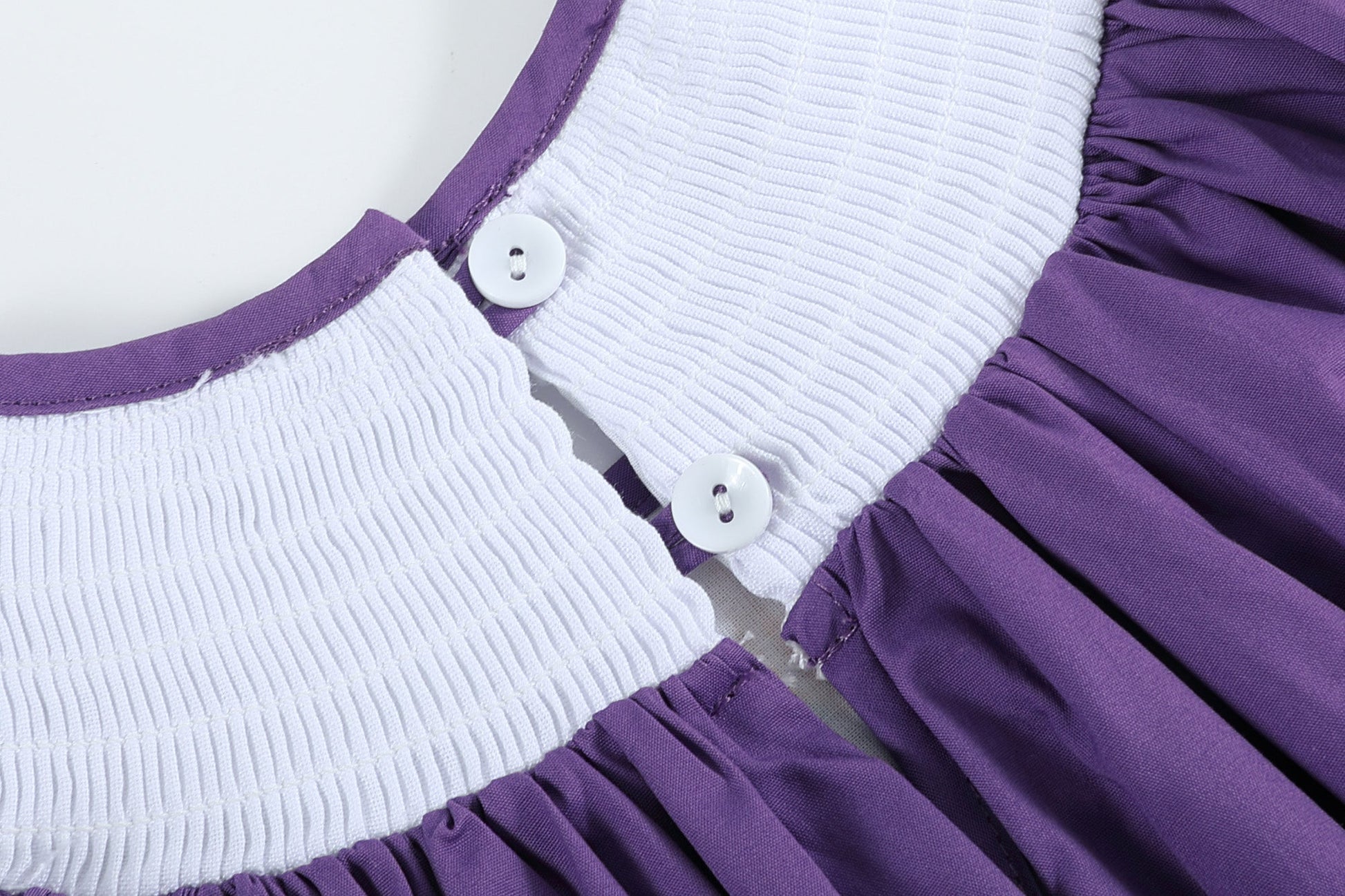 Purple and Gingham Mardi Gras Smocked Bishop Dress - Abbies Place