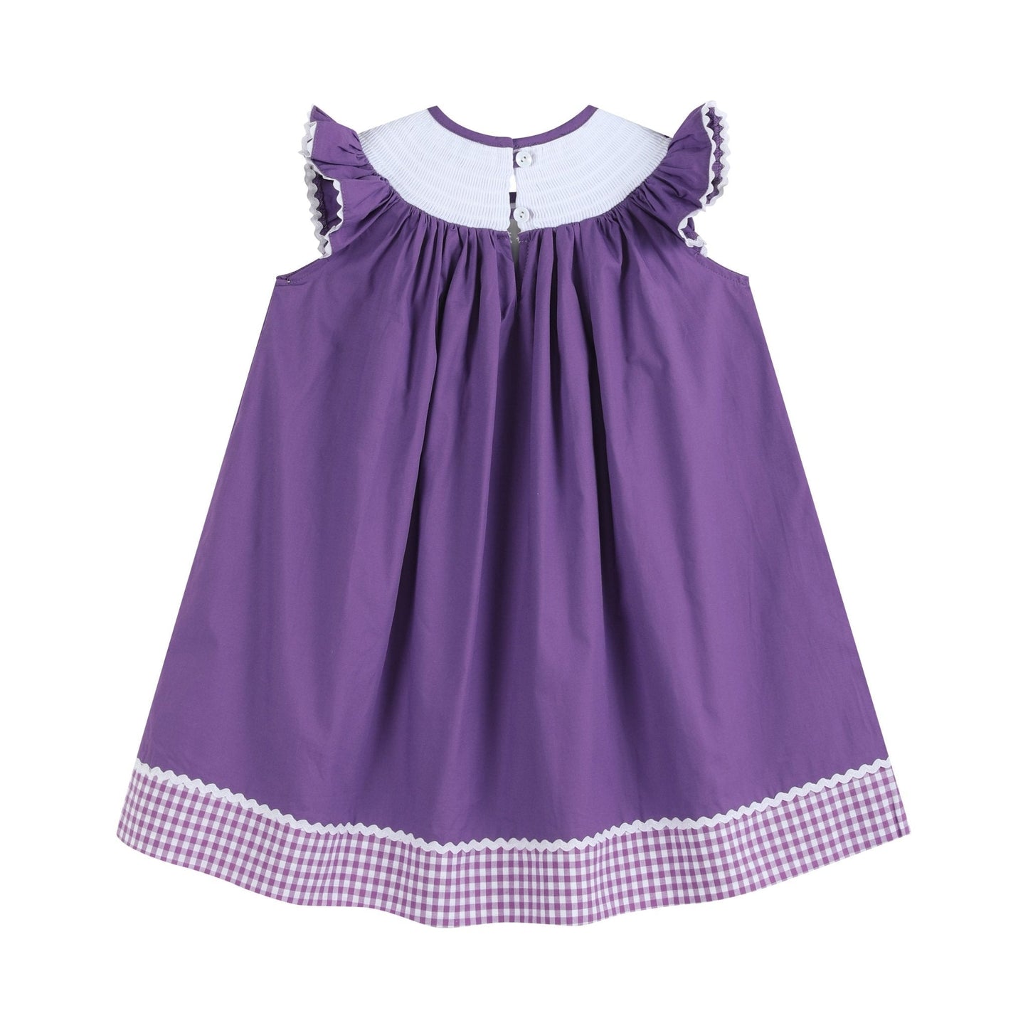 Purple and Gingham Mardi Gras Smocked Bishop Dress - Abbies Place