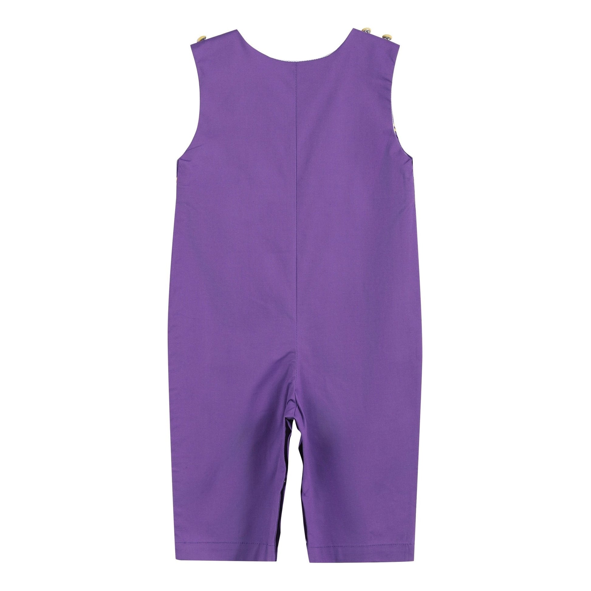 Purple and Gold Football Smocked Overalls - Abbies Place