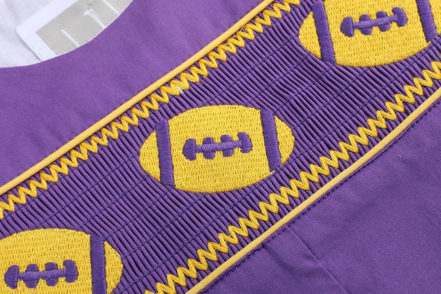 Purple and Gold Football Smocked Overalls - Abbies Place