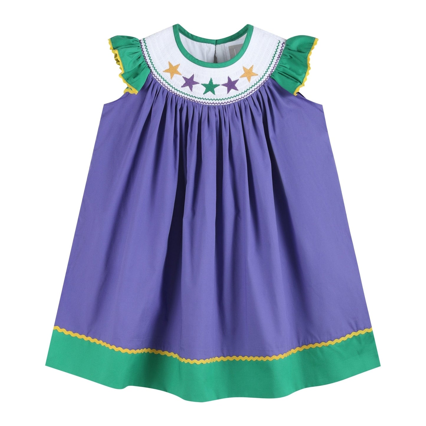 Purple and Green Mardi Gras Smocked Bishop Dress