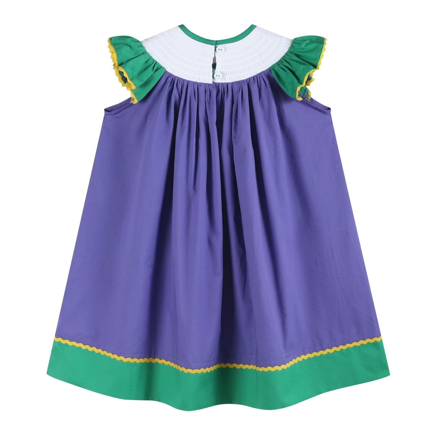 Purple and Green Mardi Gras Smocked Bishop Dress