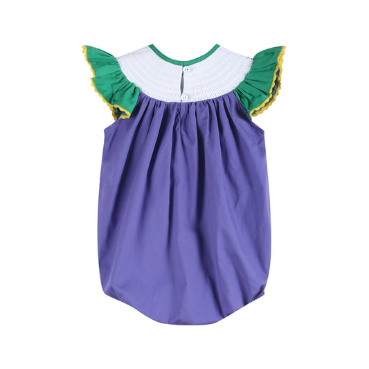 Purple and Green Mardi Gras Smocked Romper
