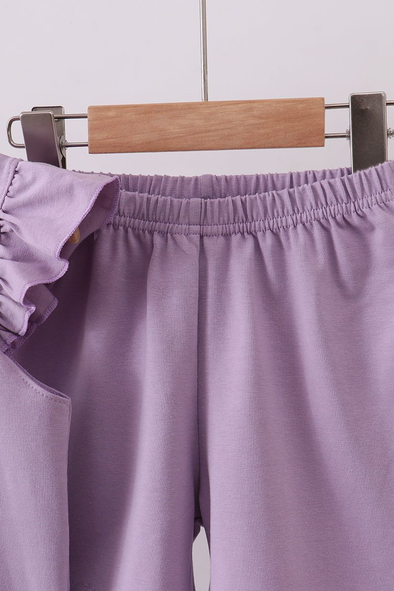 Purple bunny applique ruffle shorts set - Abbies Place