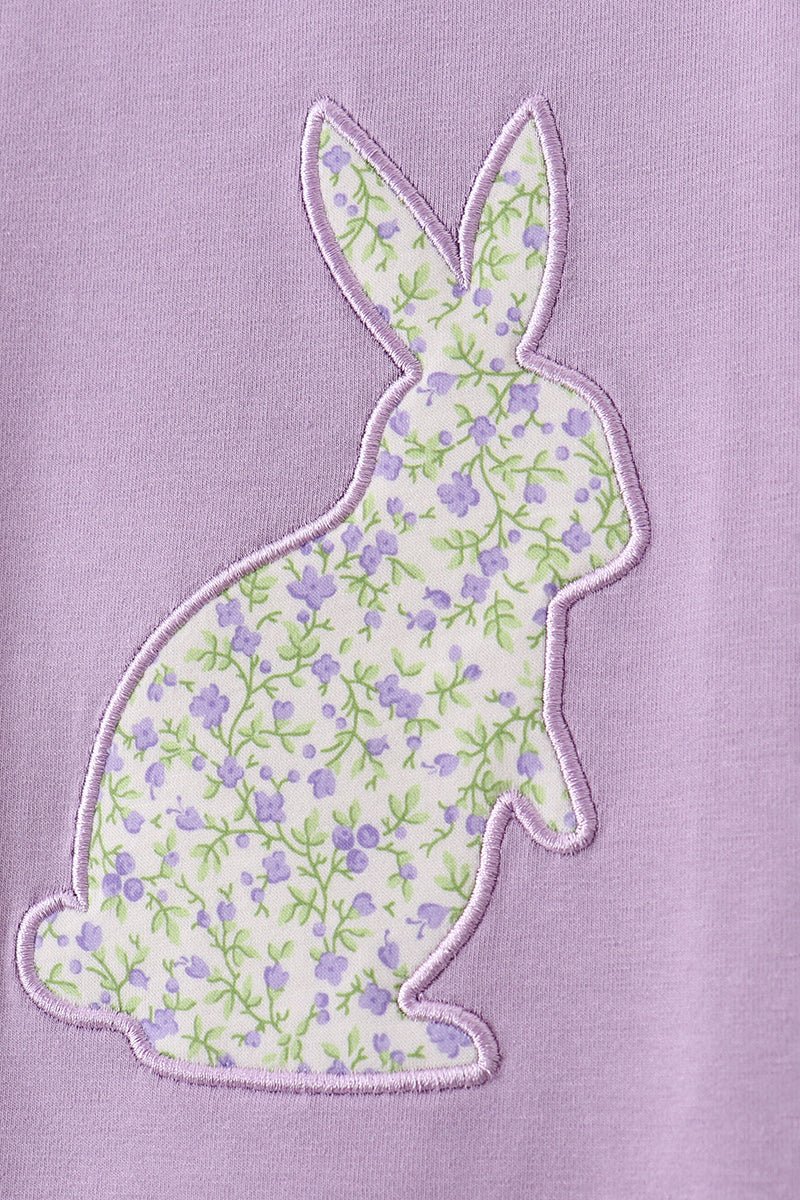 Purple bunny applique ruffle shorts set - Abbies Place