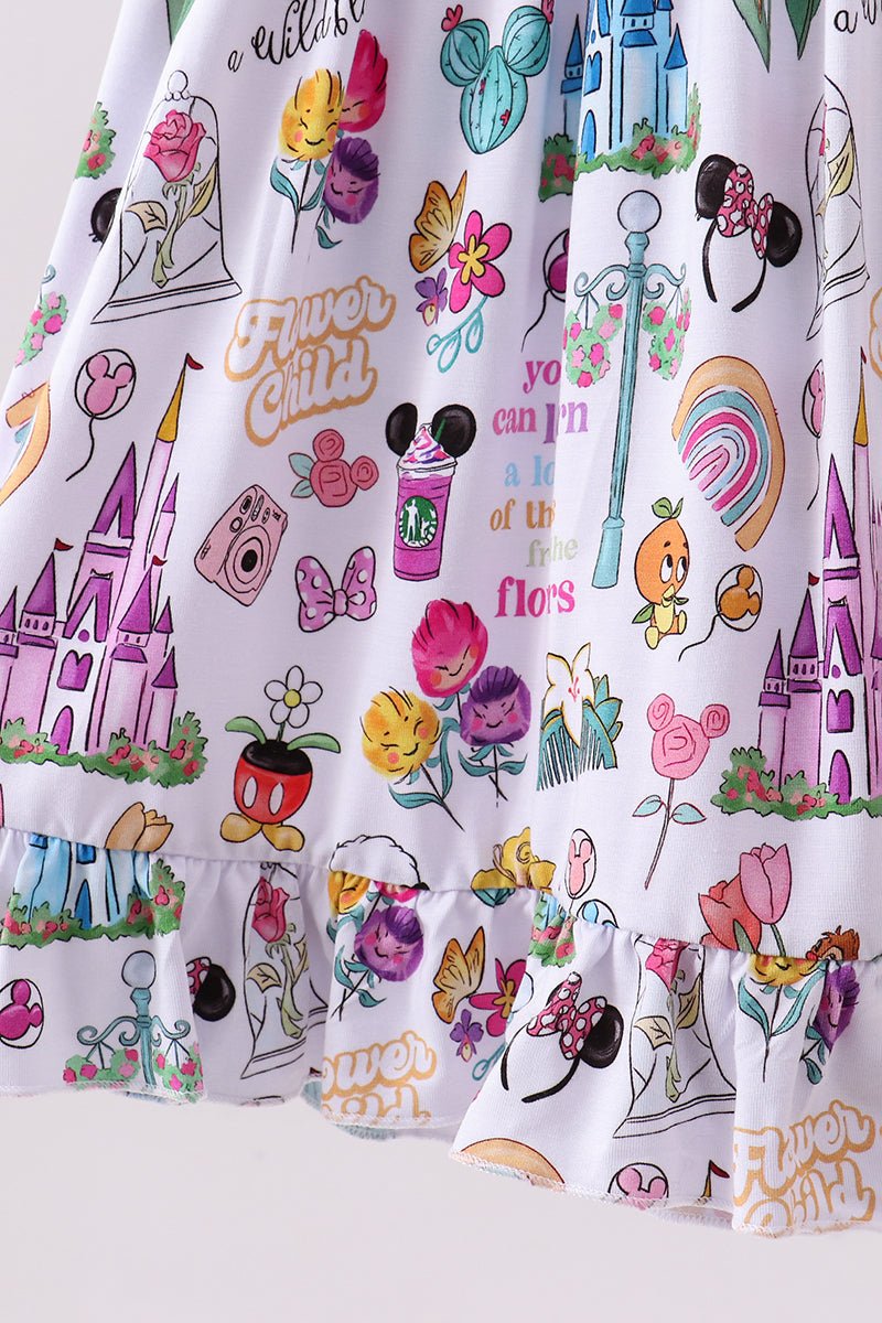 Purple character castle bamboo dress - Abbies Place
