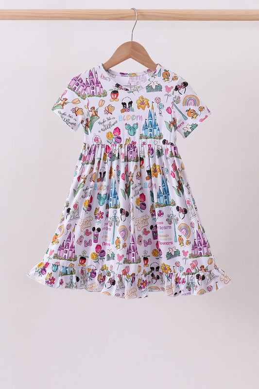 Purple character castle bamboo dress - Abbies Place
