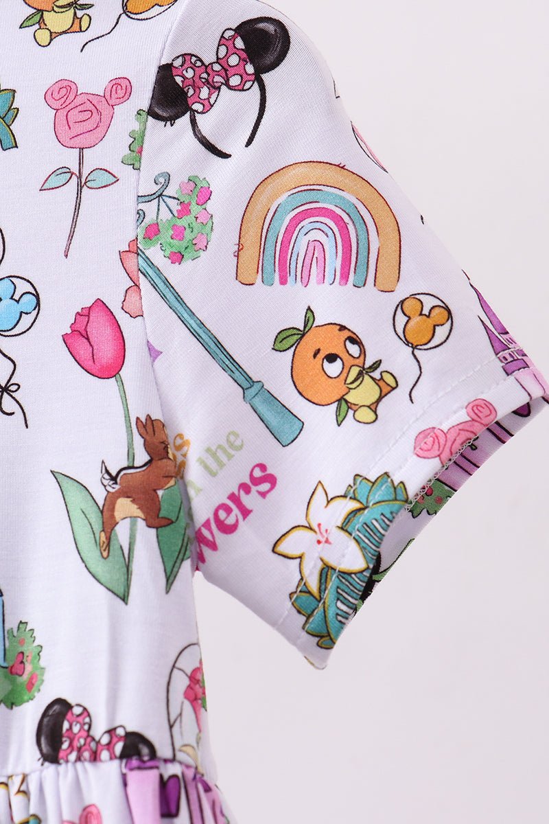 Purple character castle bamboo dress - Abbies Place