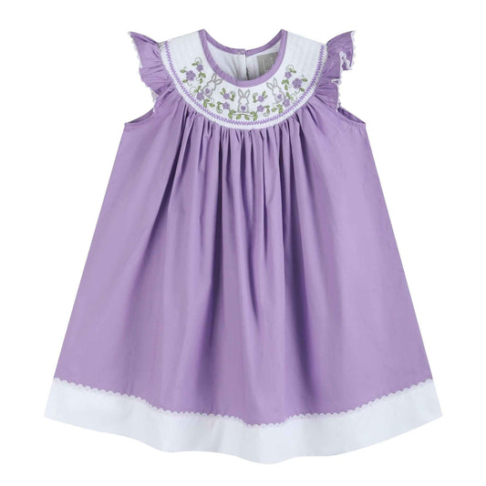 Purple Easter Bunny Smocked Bishop Dress - Abbies Place