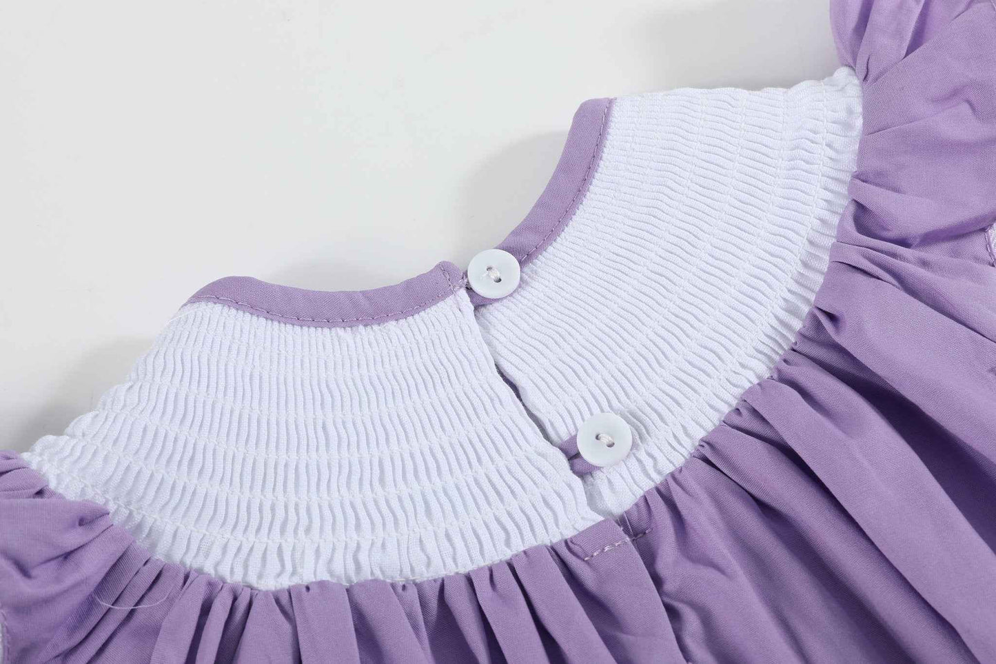 Purple Easter Bunny Smocked Flutter Romper - Abbies Place