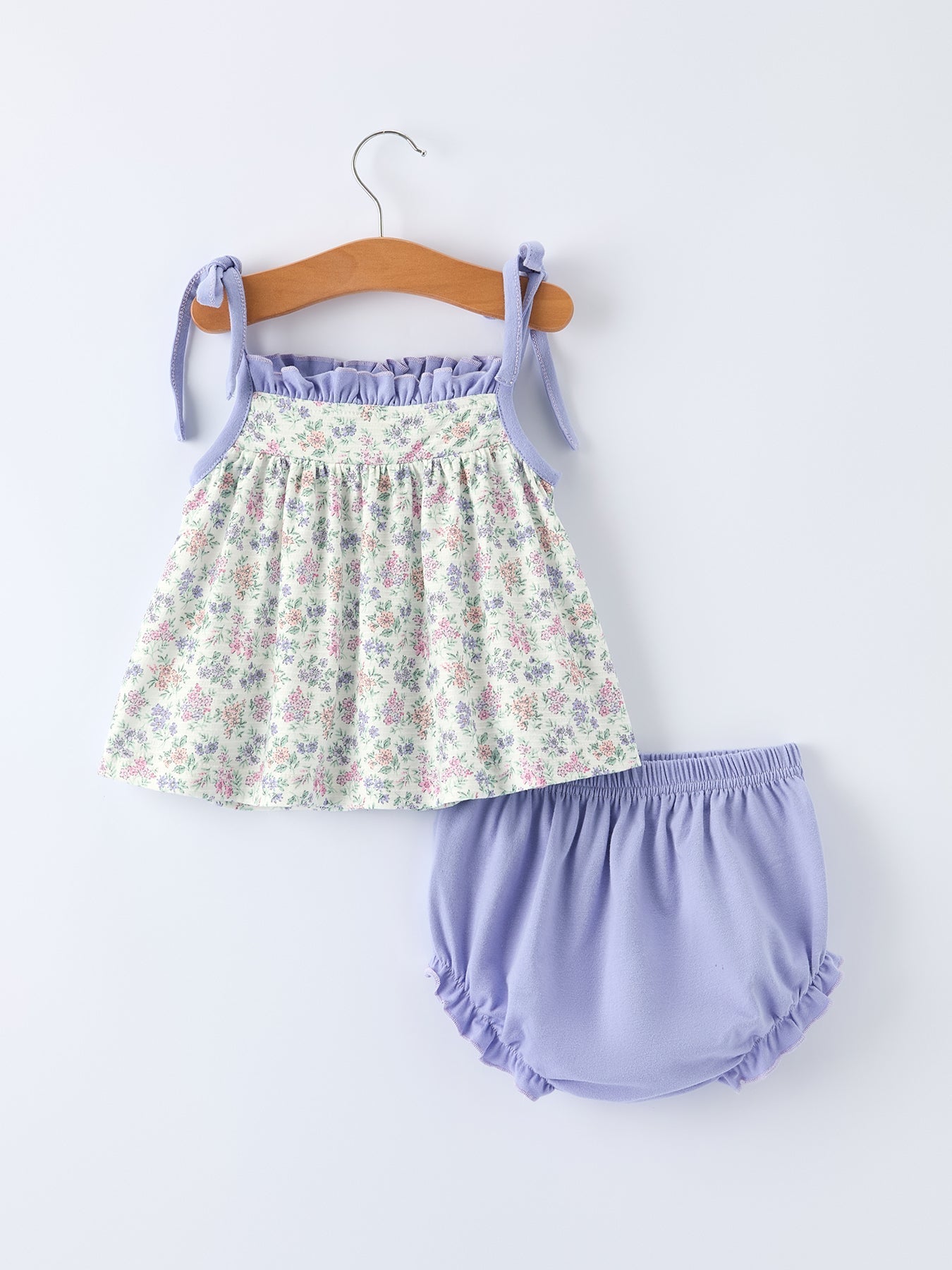 Purple Floral Smocked Embroidery Baby Girls Bloomers Set - Abbies Place