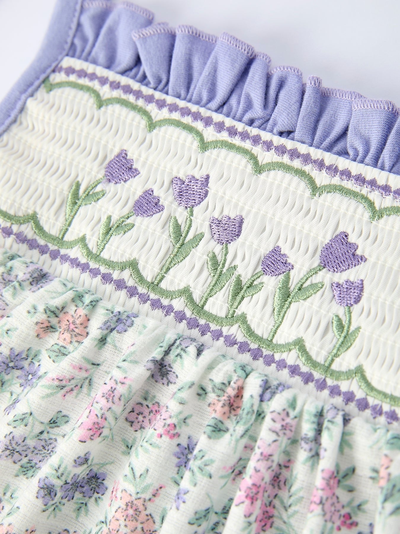 Purple Floral Smocked Embroidery Baby Girls Bloomers Set - Abbies Place