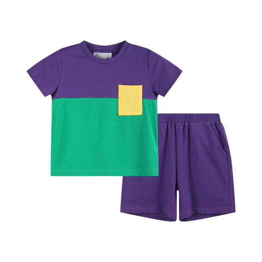 Purple, Green and Gold Mardi Gras Short and Shirt Set - Abbies Place