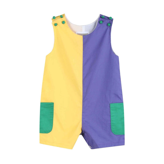 Purple, Green and Gold Mardi Gras Shortalls - Abbies Place
