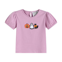 Load image into Gallery viewer, Purple Halloween Ruffle Top and Gray Skort Set
