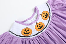 Load image into Gallery viewer, Purple Halloween Smocked Bishop Dress
