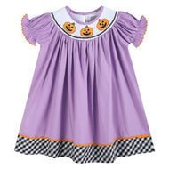 Purple Halloween Smocked Bishop Dress