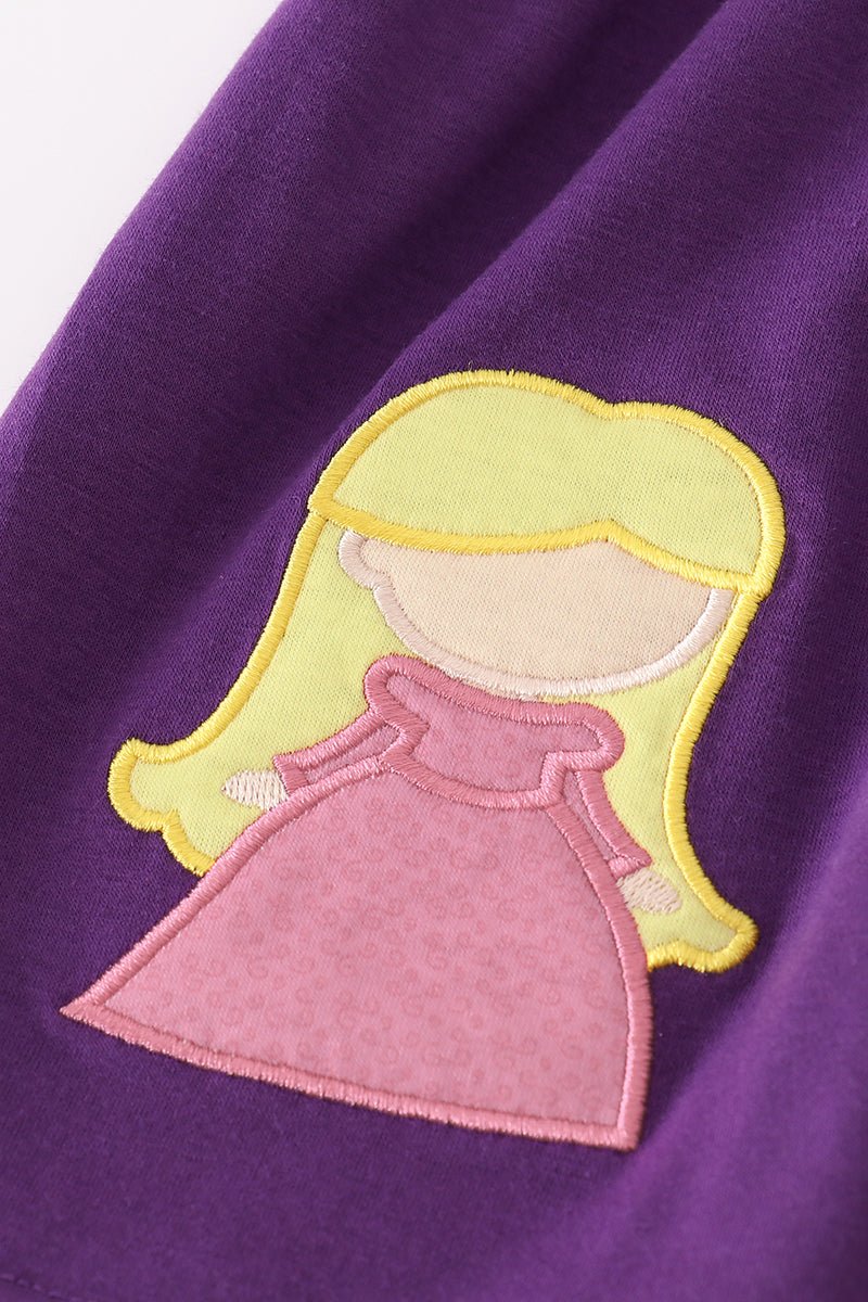 Purple halloween witch applique pants set - Abbies Place