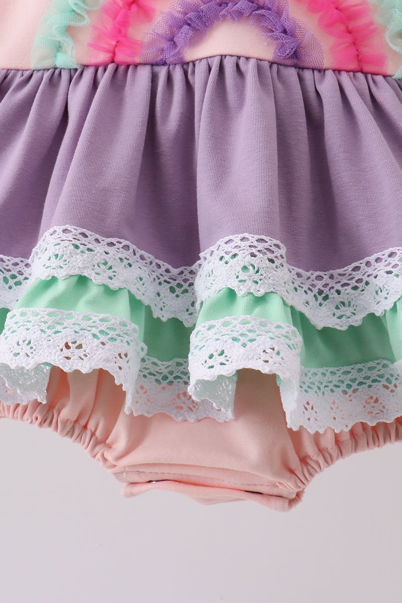 Purple lace rainbow ruffle bubble - Abbies Place