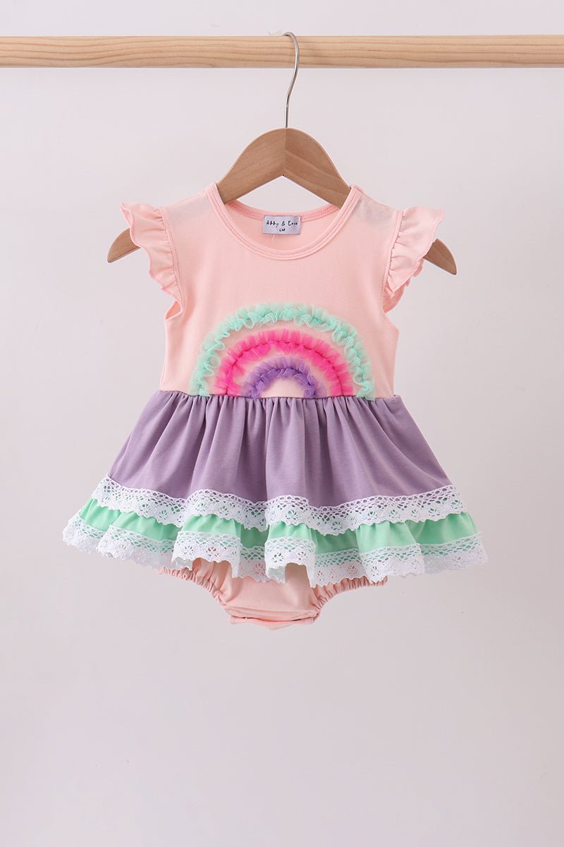Purple lace rainbow ruffle bubble - Abbies Place