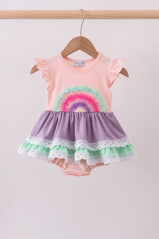 Purple lace rainbow ruffle bubble - Abbies Place