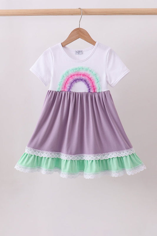 Purple lace rainbow ruffle dress - Abbies Place
