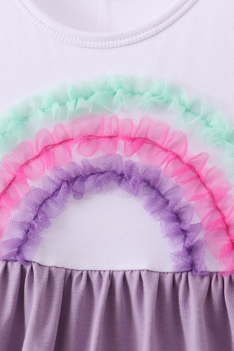 Purple lace rainbow ruffle dress - Abbies Place
