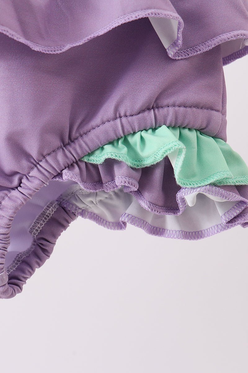 Purple lace rainbow ruffle one-piece swimsuit - Abbies Place