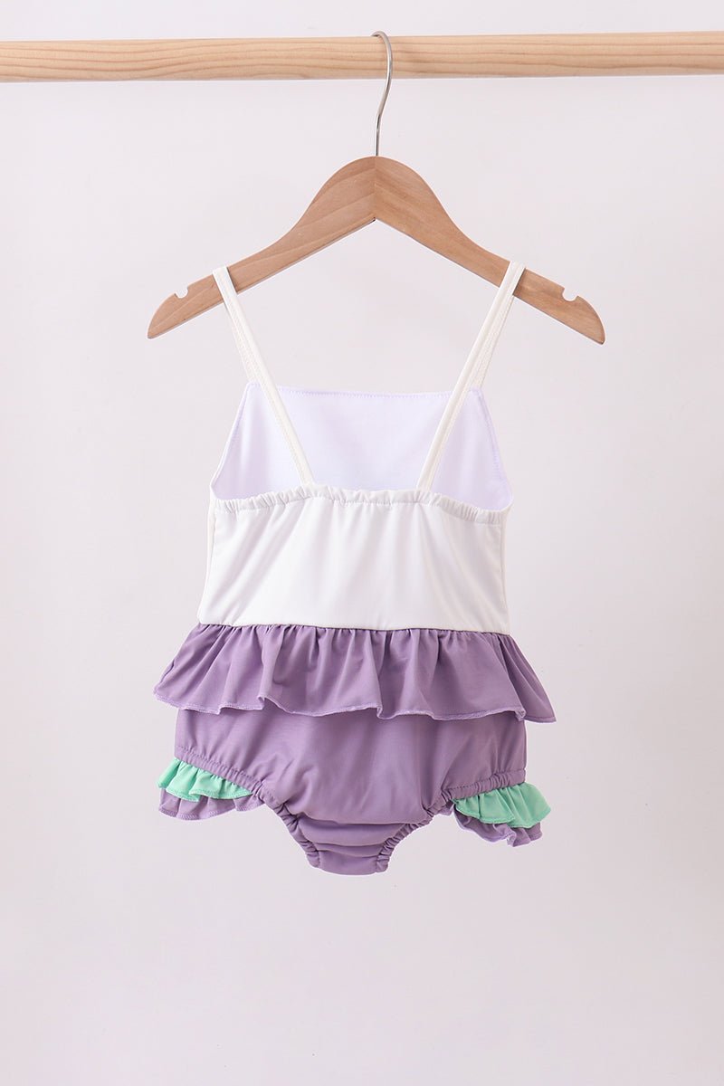Purple lace rainbow ruffle one-piece swimsuit - Abbies Place