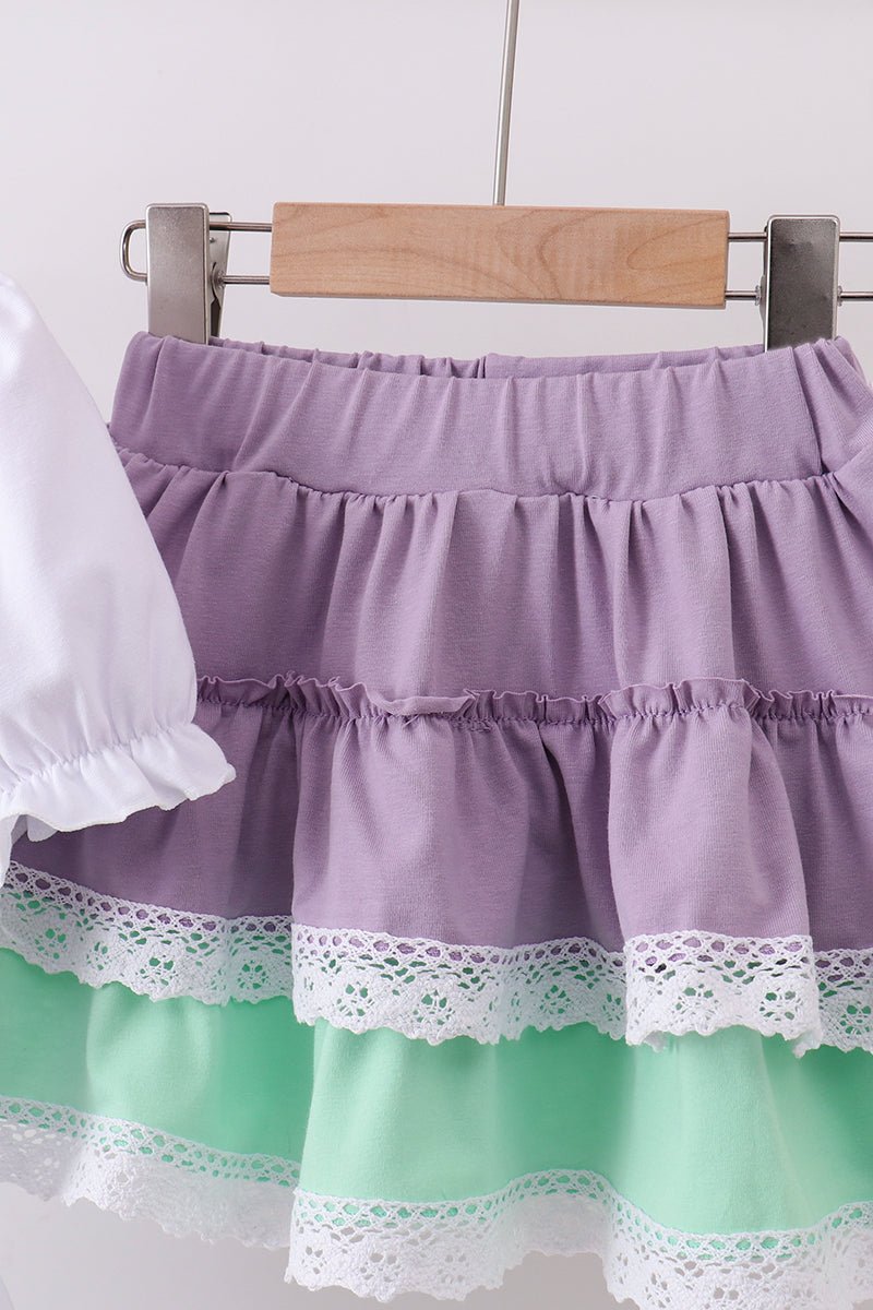 Purple lace rainbow ruffle skorts set - Abbies Place