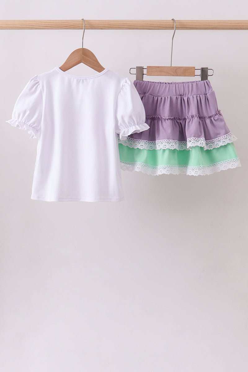 Purple lace rainbow ruffle skorts set - Abbies Place