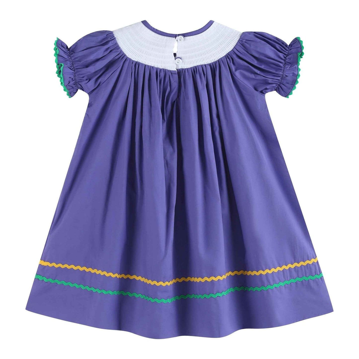 Purple Mardi Gras Smocked Bishop Dress - Abbies Place