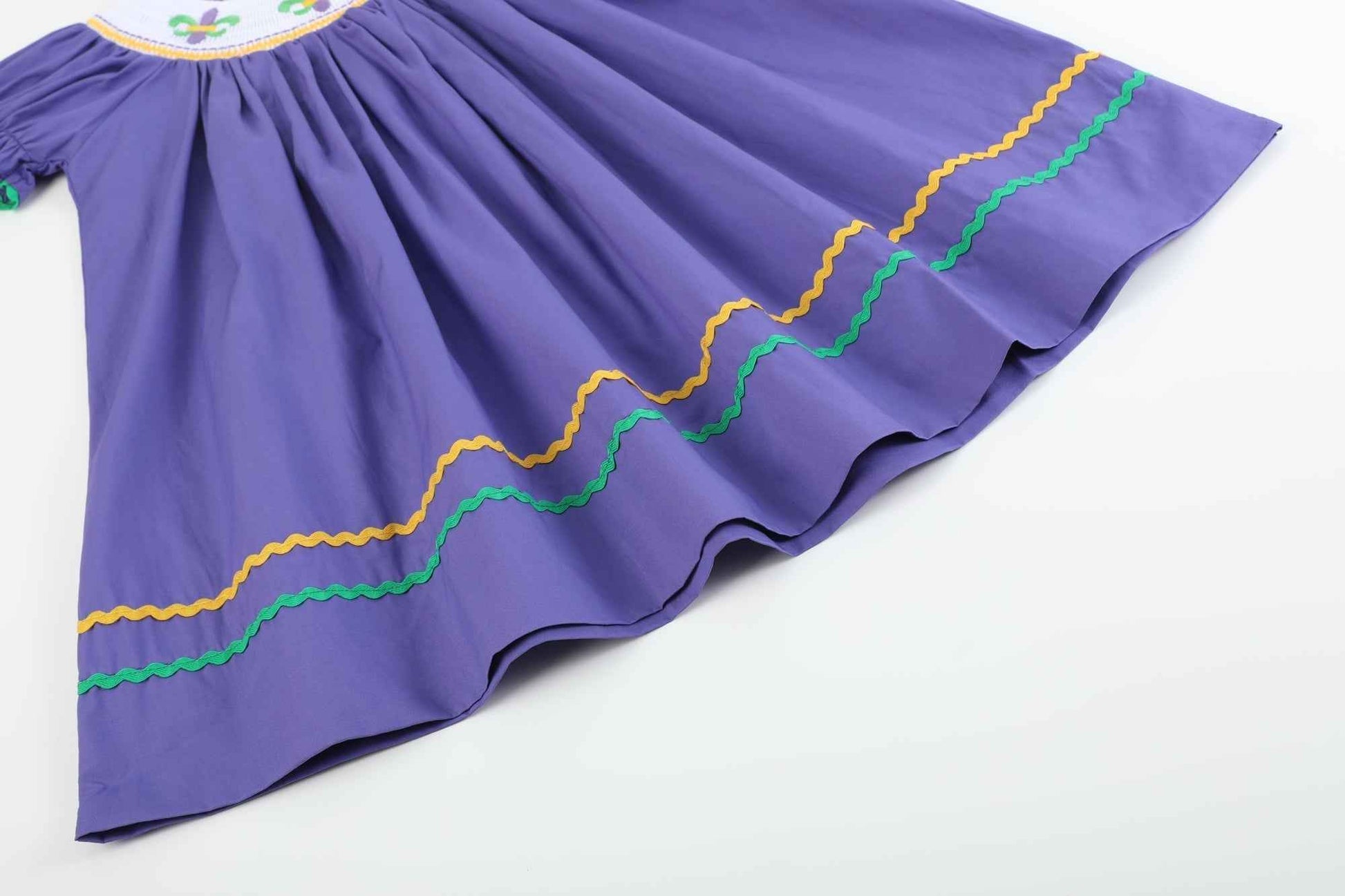 Purple Mardi Gras Smocked Bishop Dress - Abbies Place