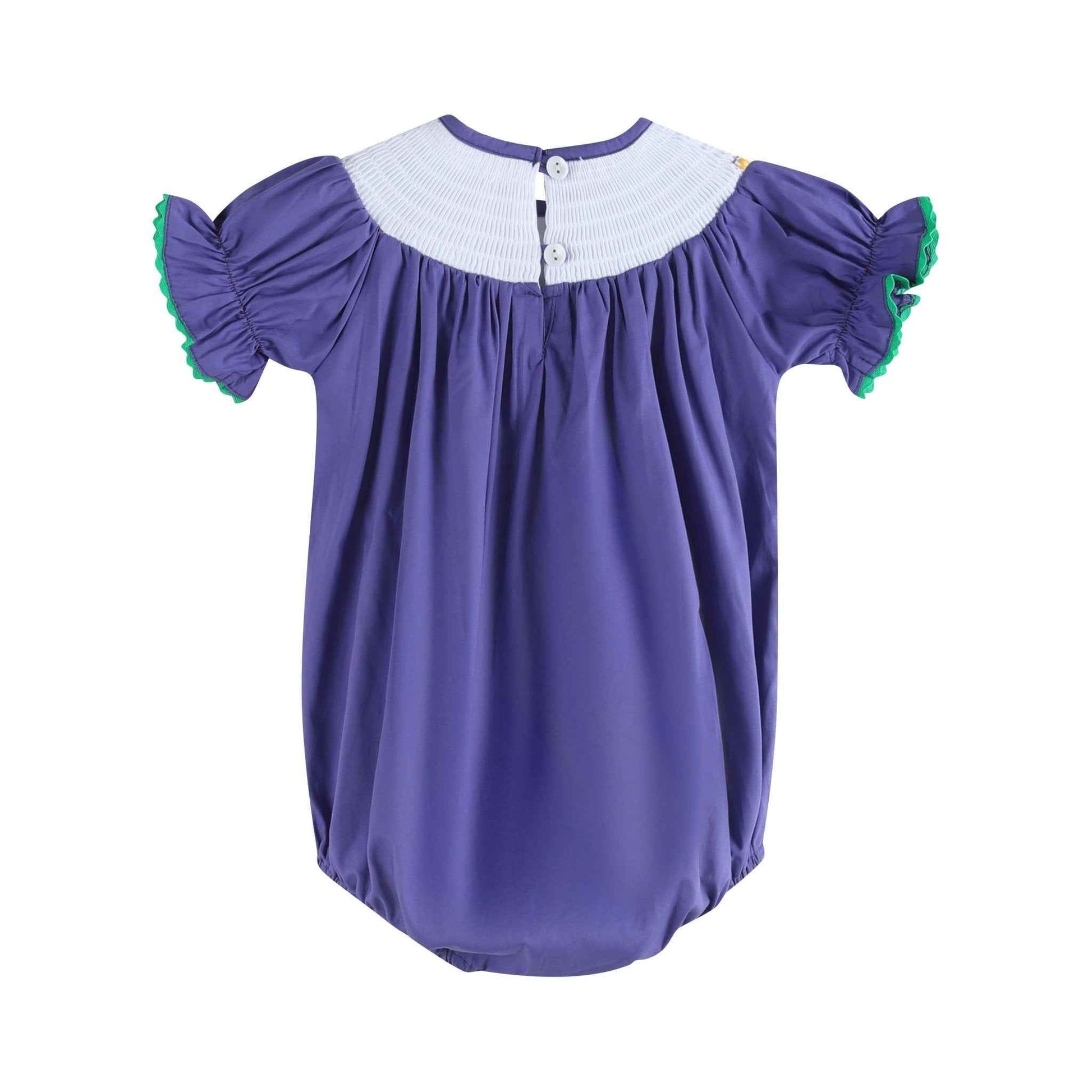 Purple Mardi Gras Smocked Romper - Abbies Place