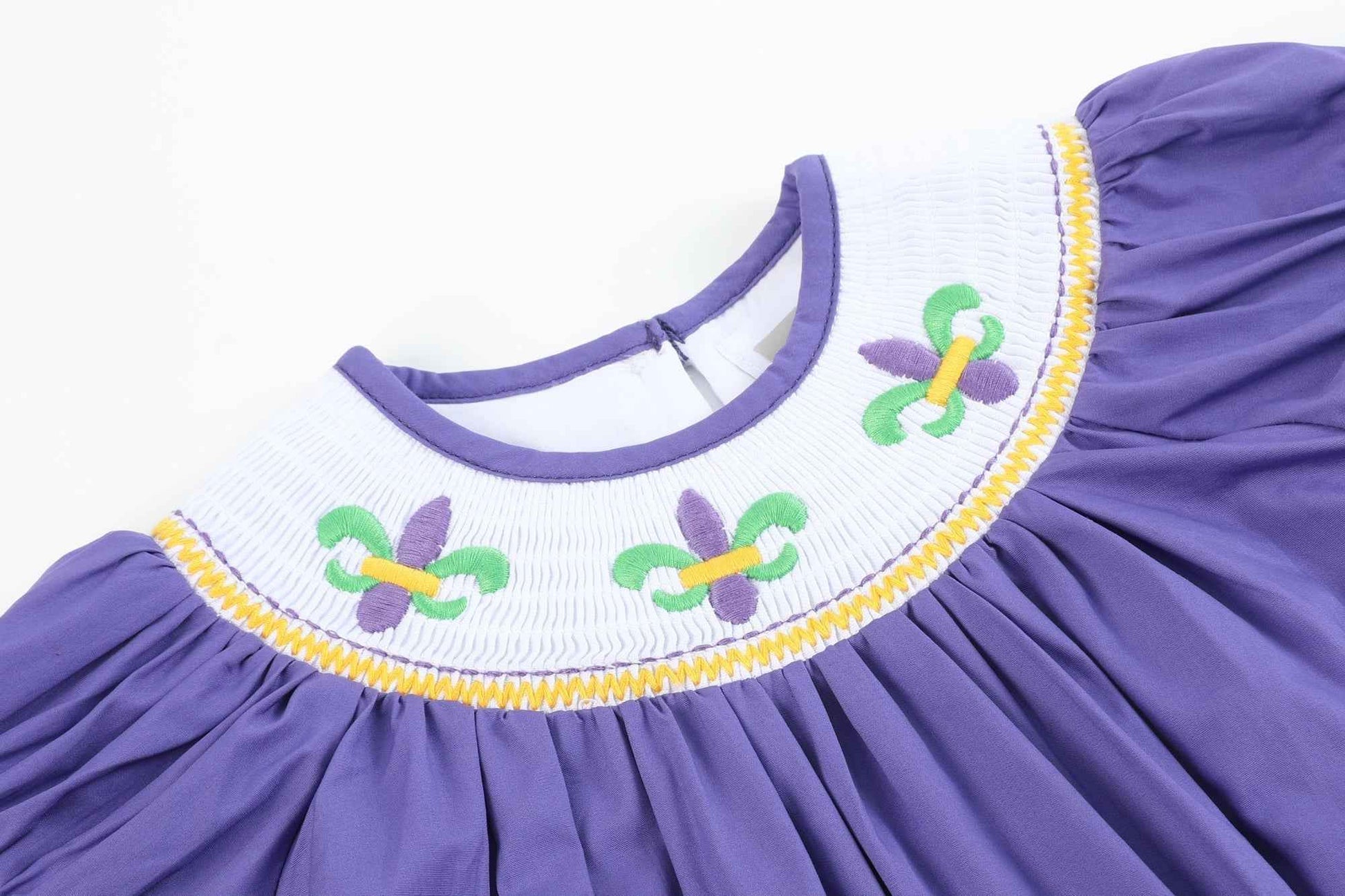 Purple Mardi Gras Smocked Romper - Abbies Place