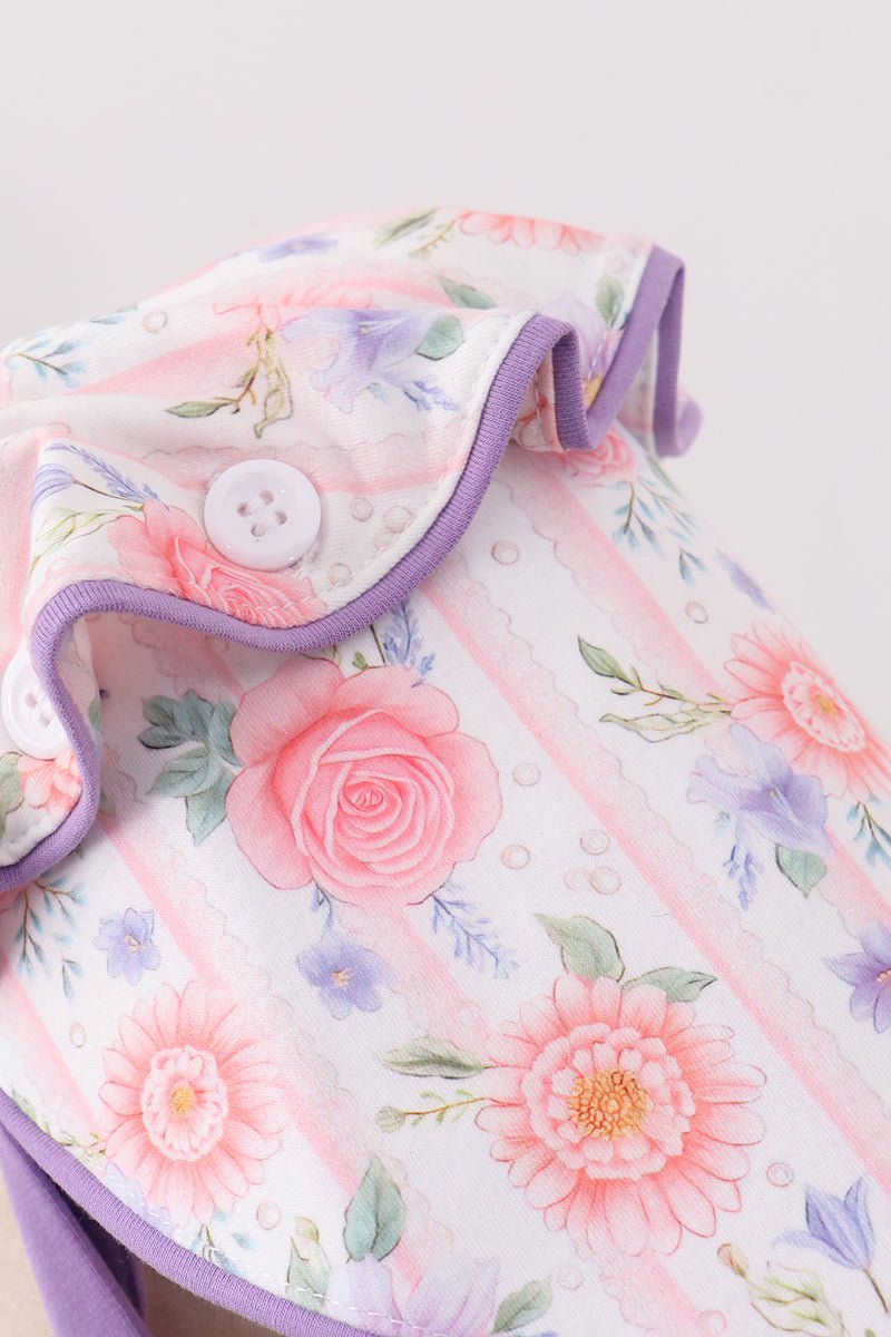 Purple rose bow print bonnet - Abbies Place