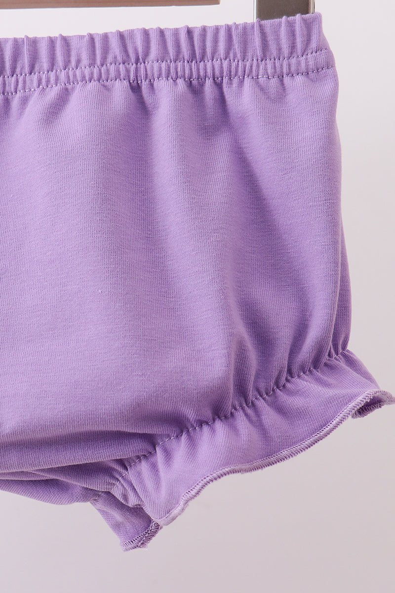Purple rose bow smocked ruffle bloomer set - Abbies Place