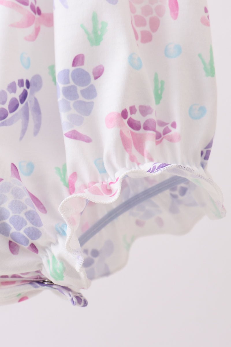 Purple Sea Turtle Smocked Bubble - Abbies Place