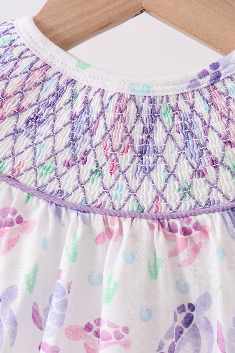 Purple Sea Turtle Smocked Bubble - Abbies Place