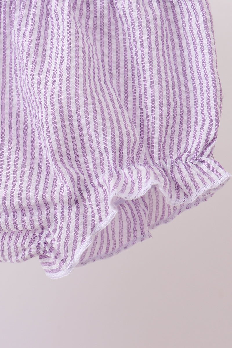 Purple seersucker butterfly embroidery bloomer set - Abbies Place