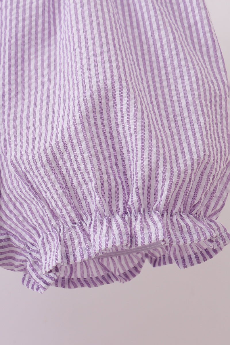 Purple seersucker butterfly embroidery shorts set - Abbies Place