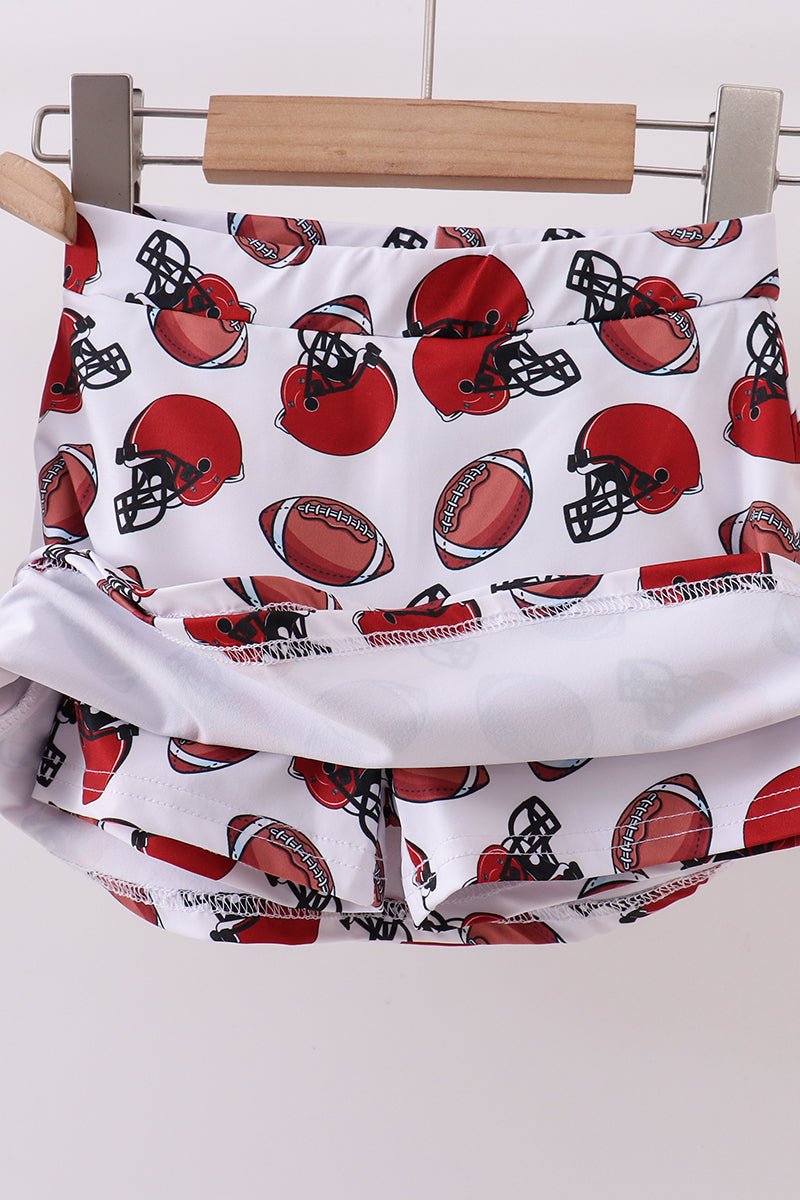 Red active football print skort set - Abbies Place