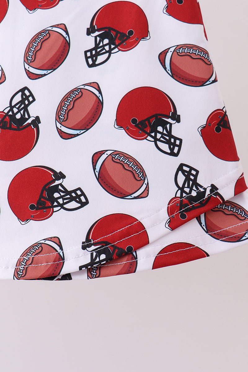 Red active football print skort set - Abbies Place