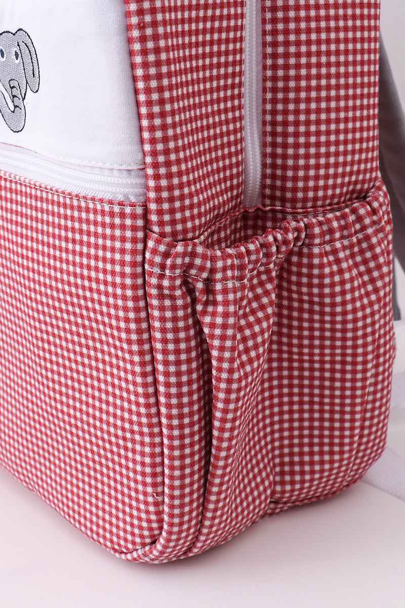 Red Alabama embroidery gingham backpack - Abbies Place